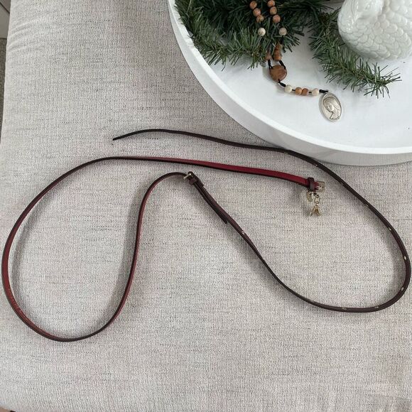 Patrizia Pepe Italian Leather Belt Gold Fly Charm Red Burgundy OSFM main image 7